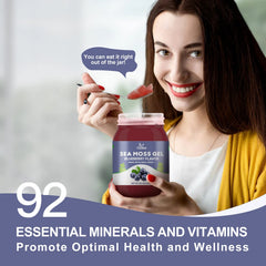 Close-up of blueberry-flavored sea moss gel texture
