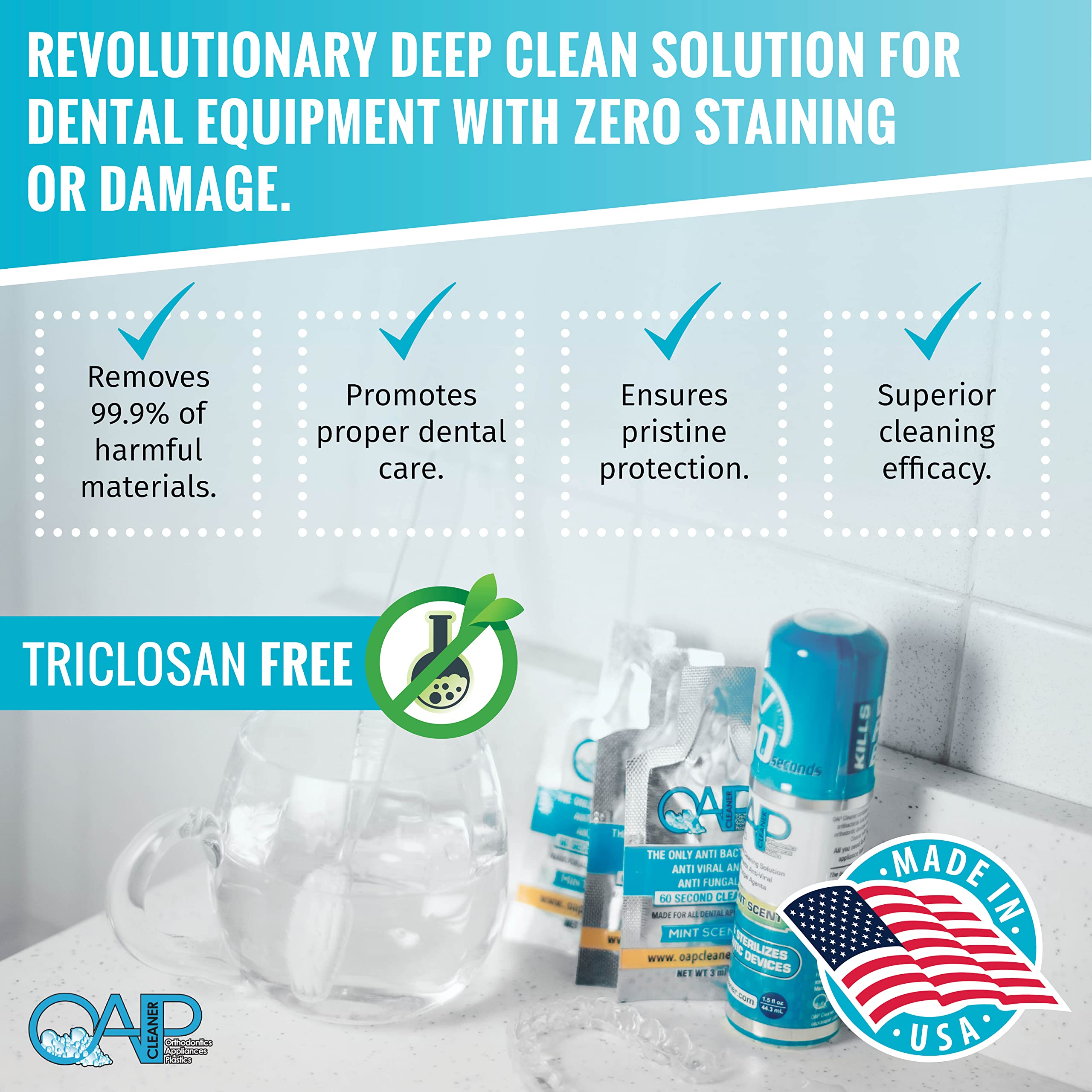 60-second foam cleanser demonstration on a retainer
