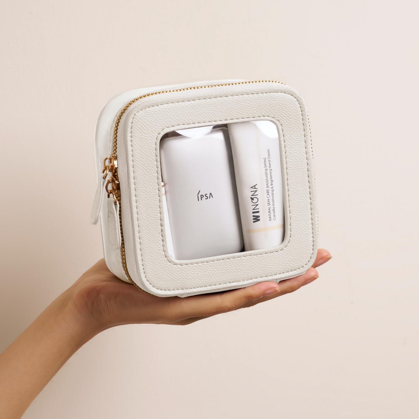 Oaque slim square cosmetic bag perfect for lipstick and cards on the go.