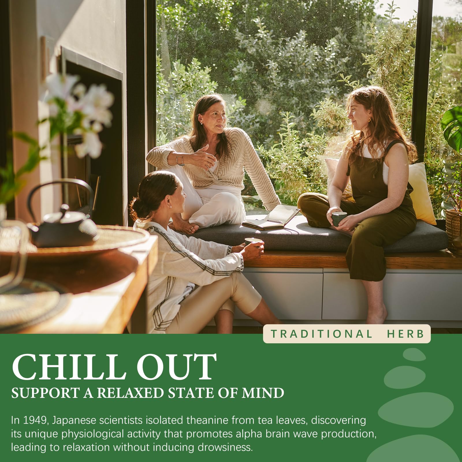 Lifestyle image highlighting sleep, focus, and relaxation