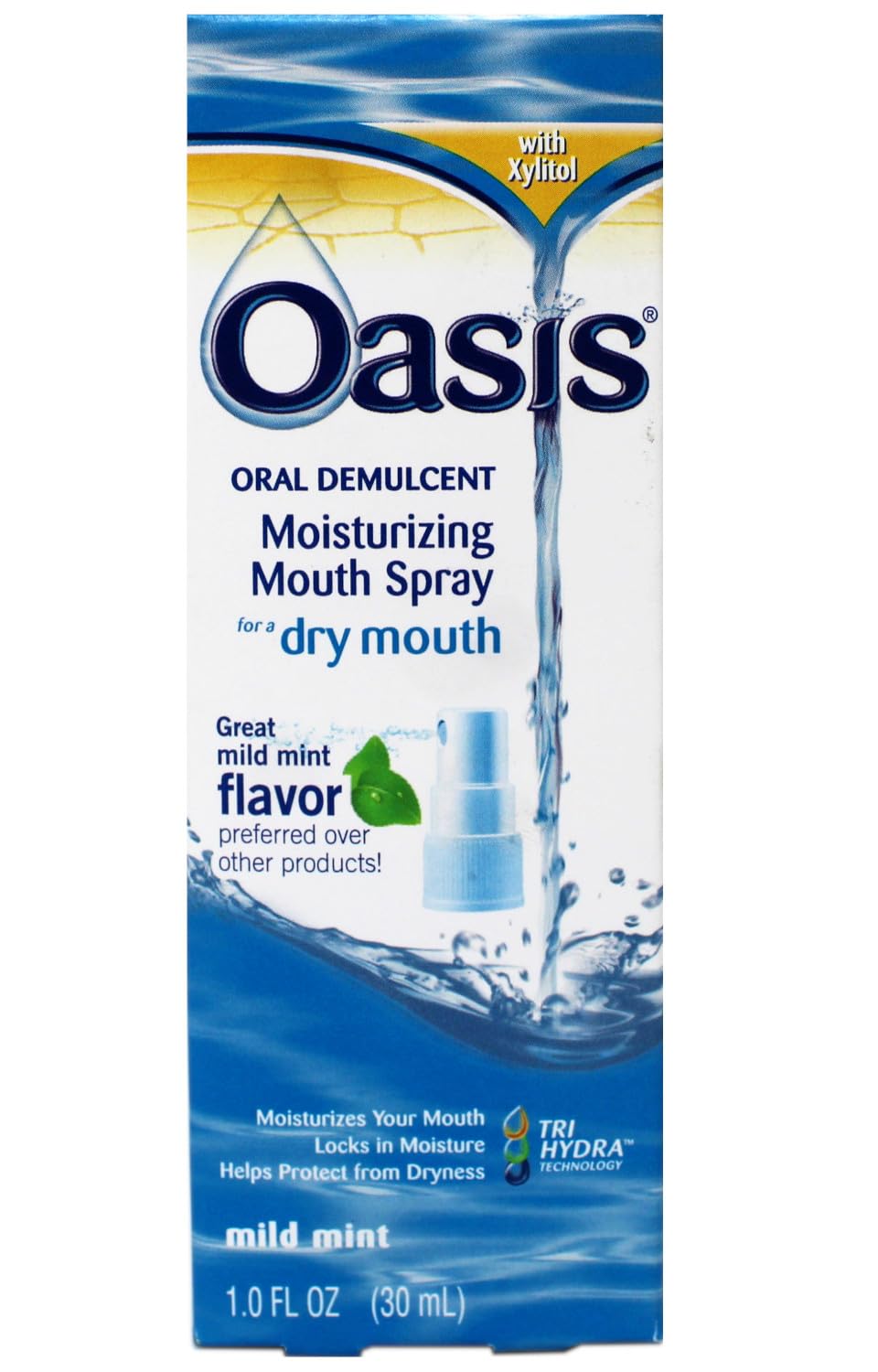 Back view of Oasis Mouth Spray 2-pack bottle with label details