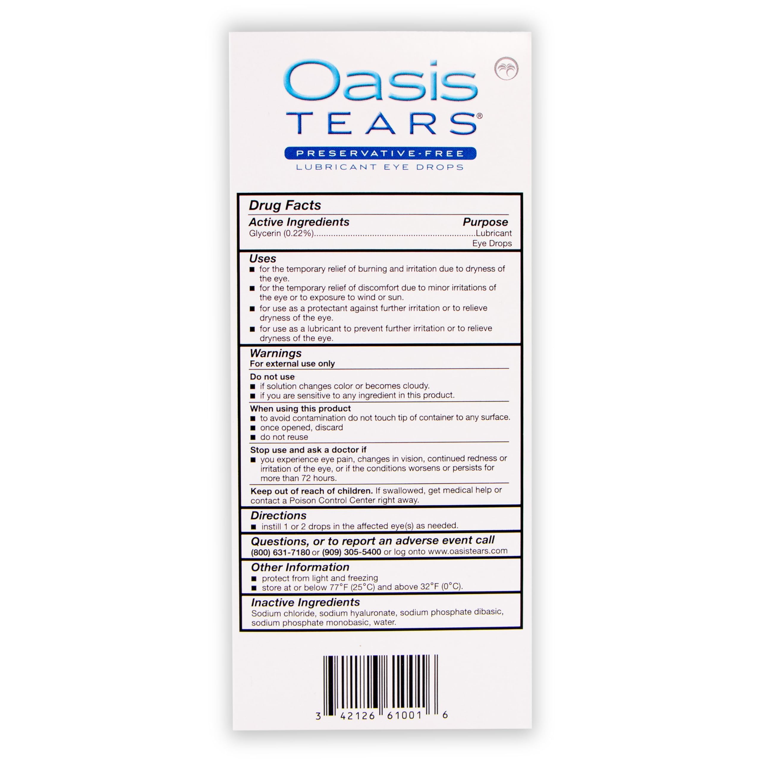 Oasis Tears sterile single-use packaging supports clean application anywhere