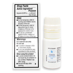Oasis Tears OT6400 packaging box shows preservative-free formula and easy storage.