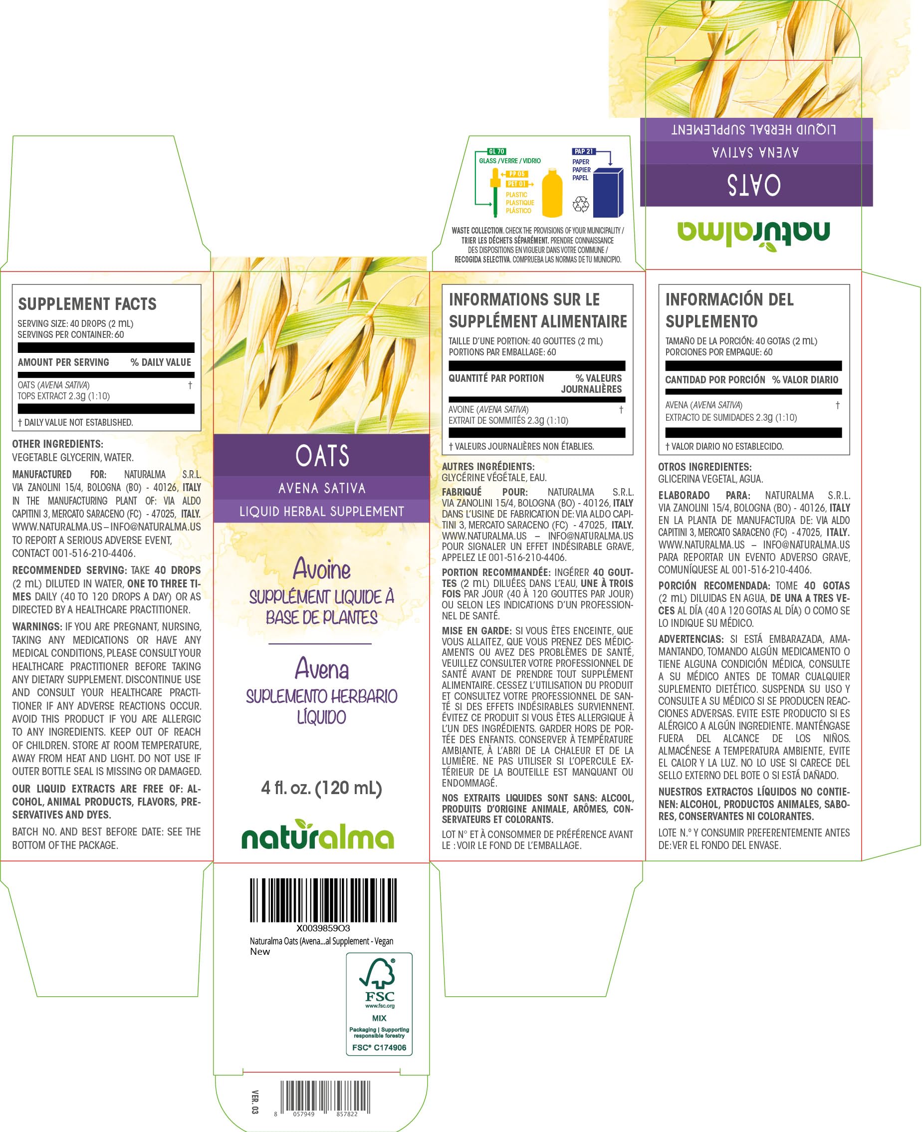 Oats tops liquid extract 1:10, 40 drops (2 ml)