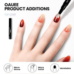 Oauee built-in gel top coat for longer-lasting shine and smooth finish.