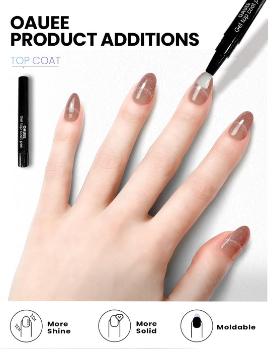 Oauee built-in gel top coat for a salon-like finish demonstrated