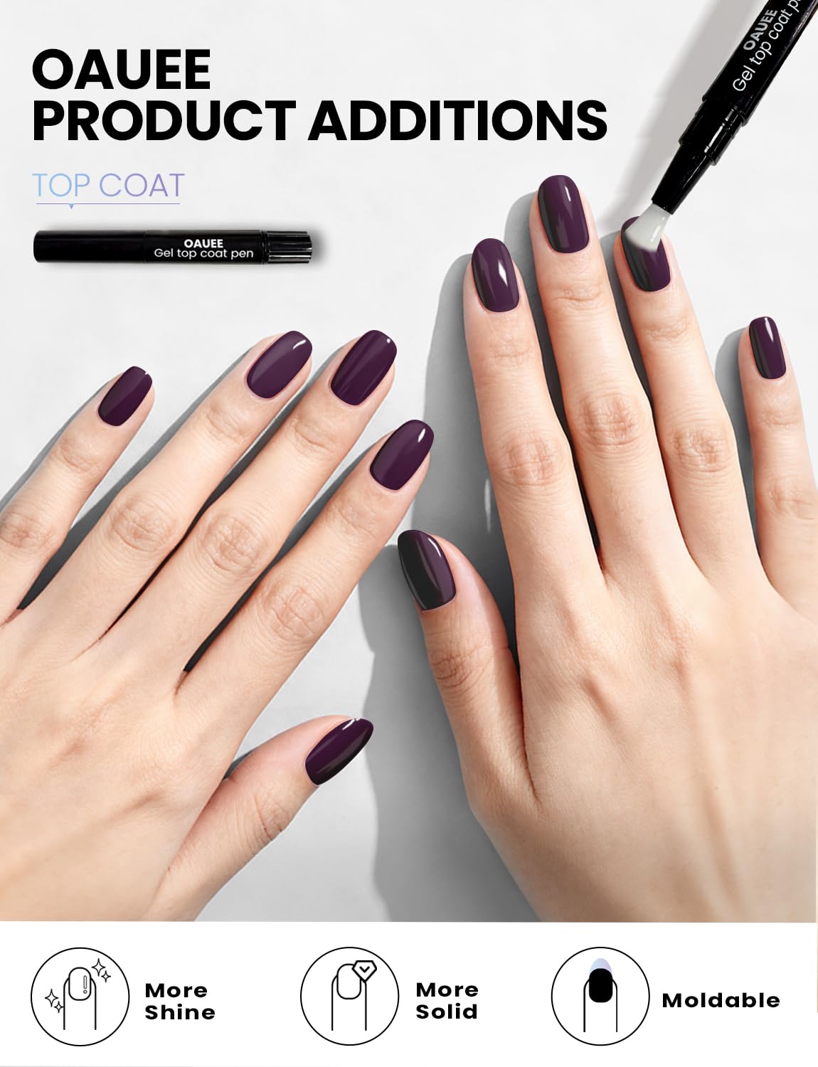 OAUEE built-in gel top coat adds durability and gloss.