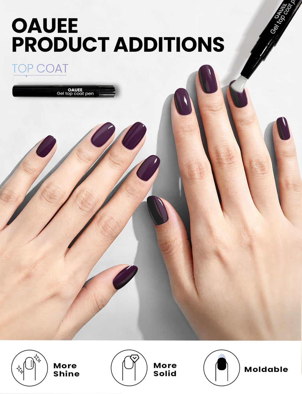 OAUEE built-in gel top coat adds durability and gloss.
