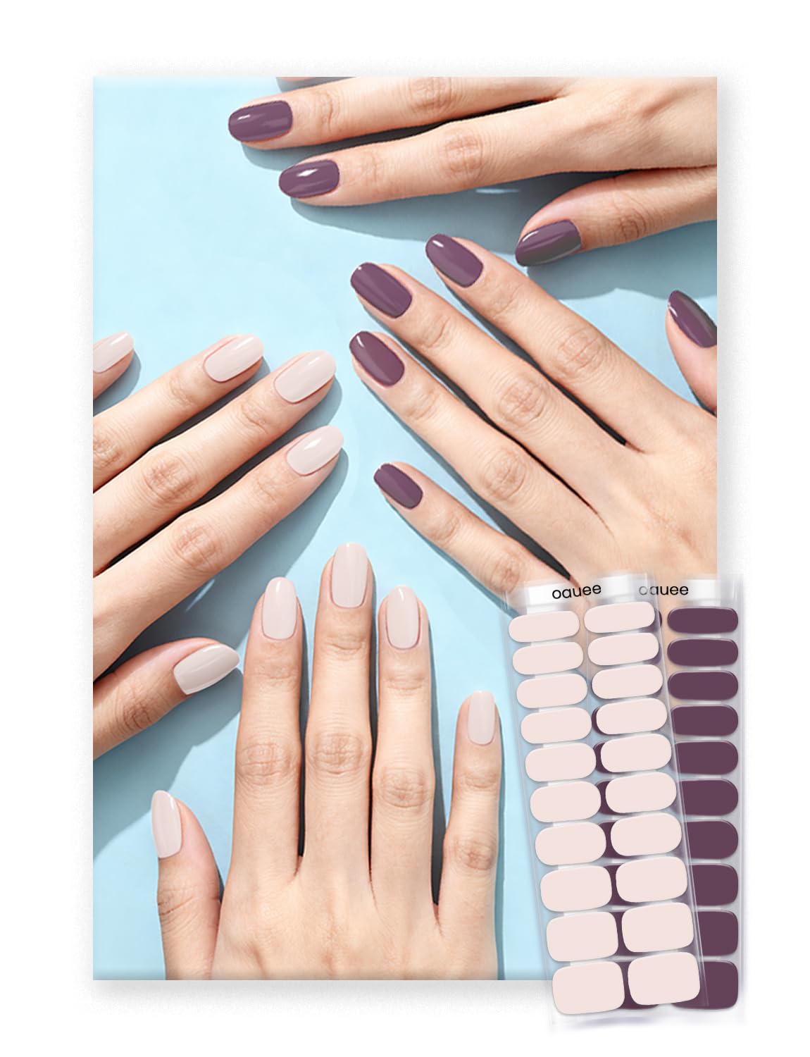 OAUEE light nude pink gel nail strips for lasting color.