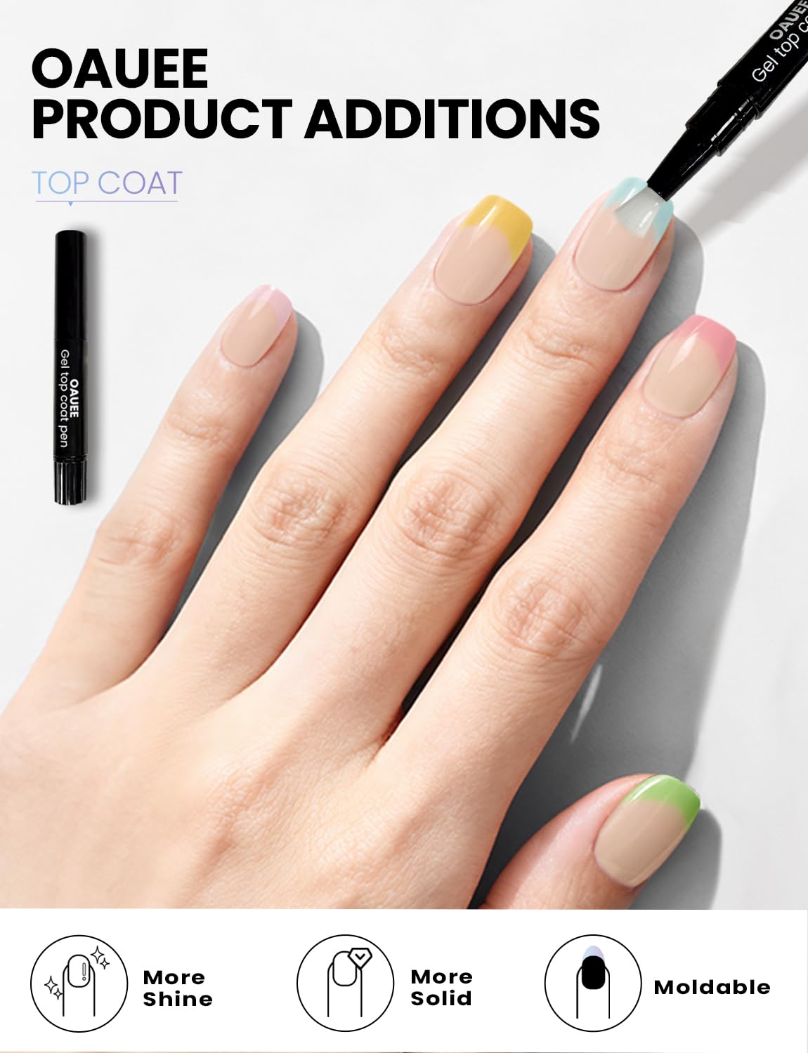 Oauee nail stickers set includes 20 sizes for precise, easy fit.