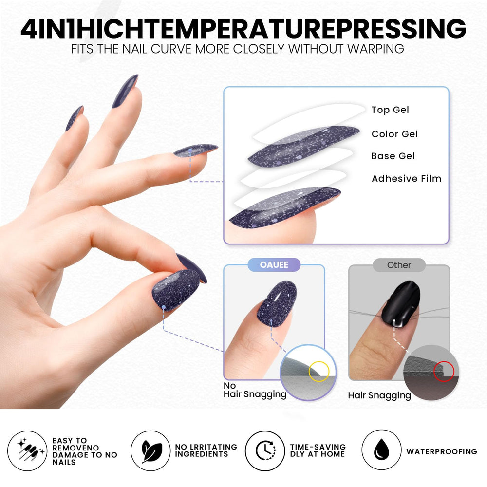 Oauee nail stickers showing 20 sizes for perfect fit.