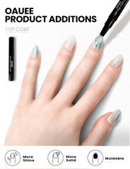 Oauee Ocean Breeze gel top coat application demonstrates semi-cured finish.