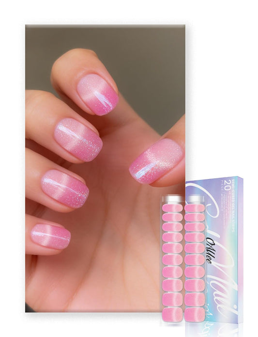 Oauee Orchid Spark semi-cured gel nail strips for at-home salon-grade manicure.