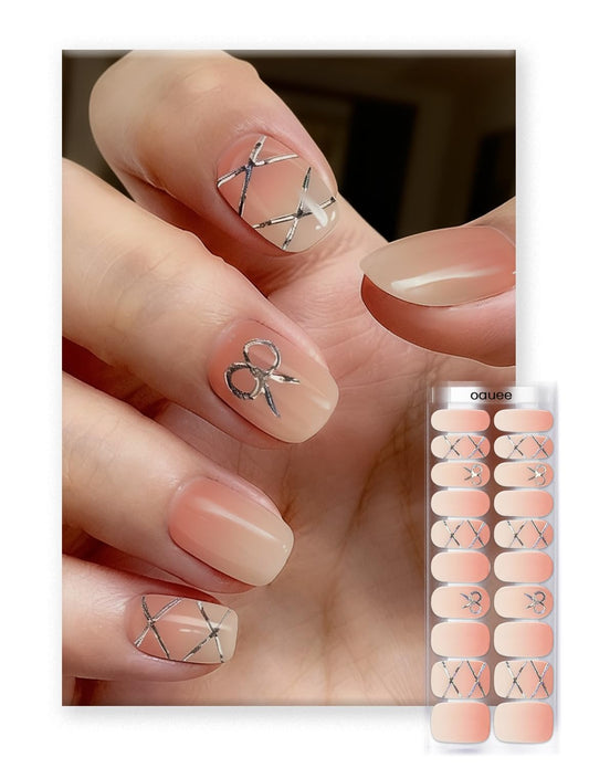 Oauee semi-cured gel nail strips ballet gradient pack for salon-grade at home