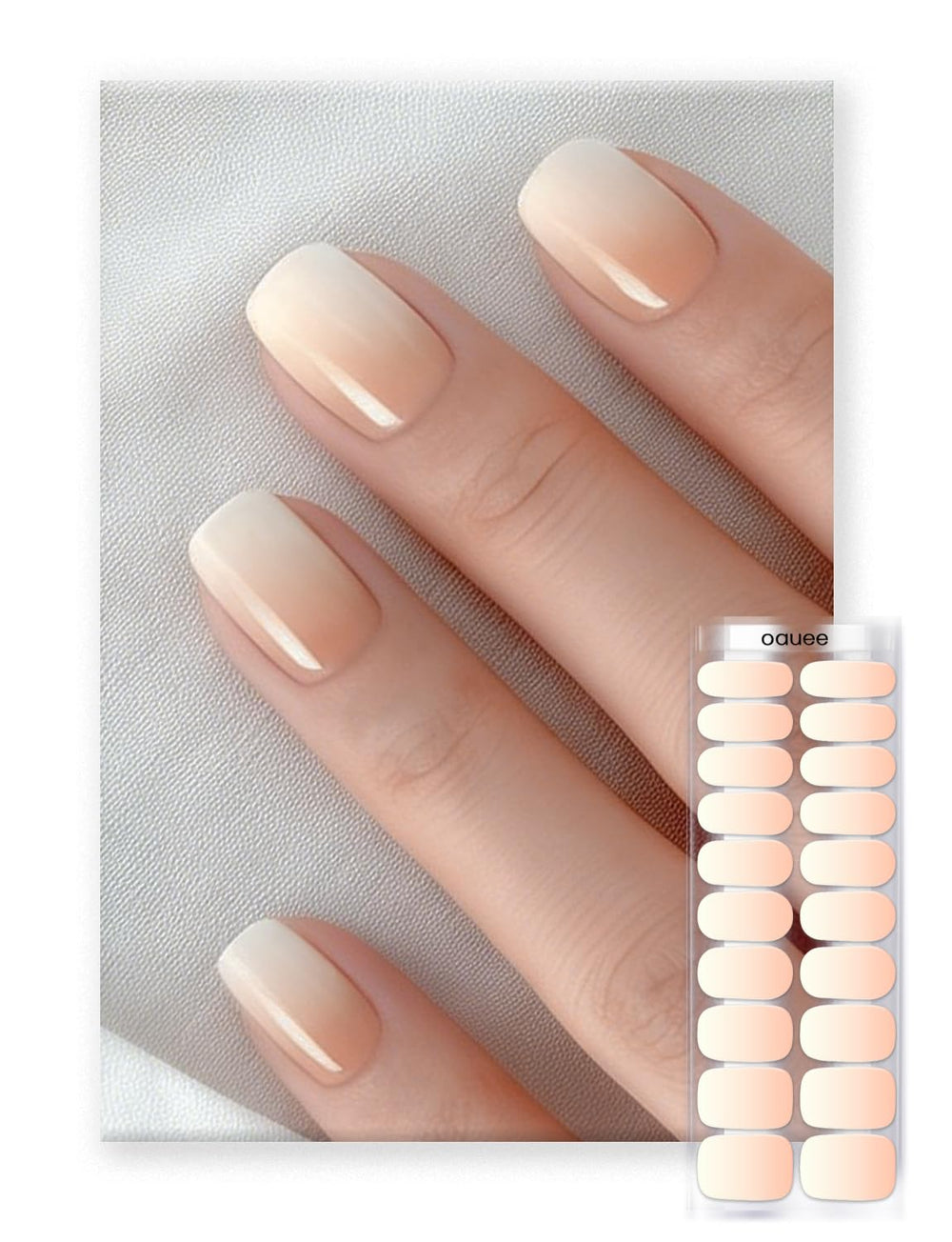 OAUEE Sunset Nectar nail strip box for quick, stylish manicure options.