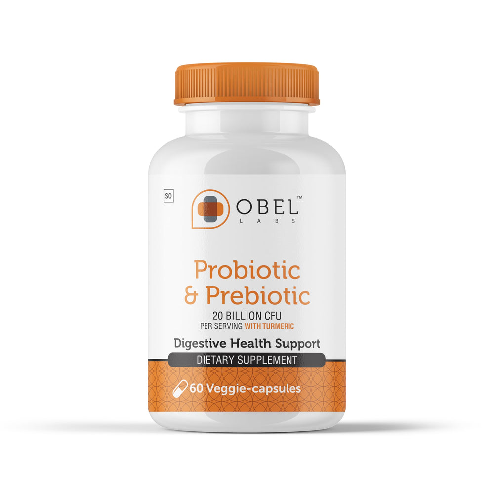 obel probiotic prebiotic turmeric 20B CFU capsules label
