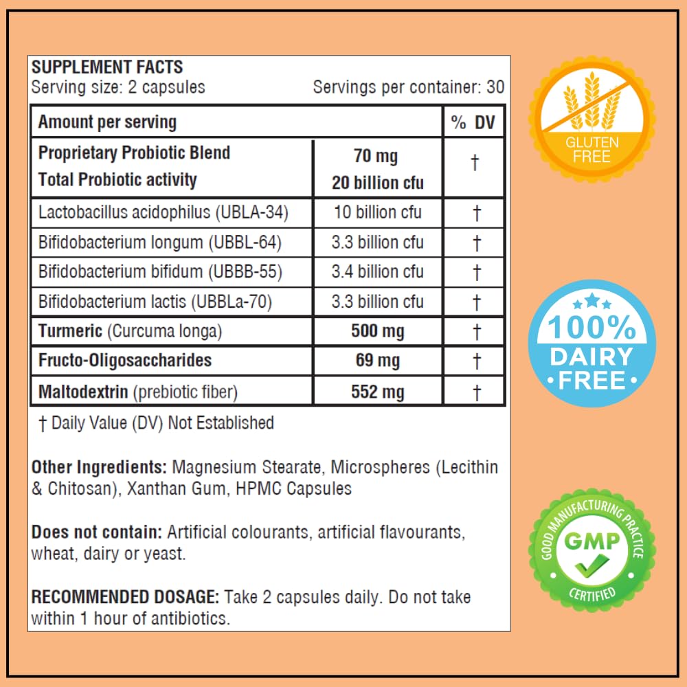 Probiotic strains: Lactobacillus acidophilus and Bifidobacterium species