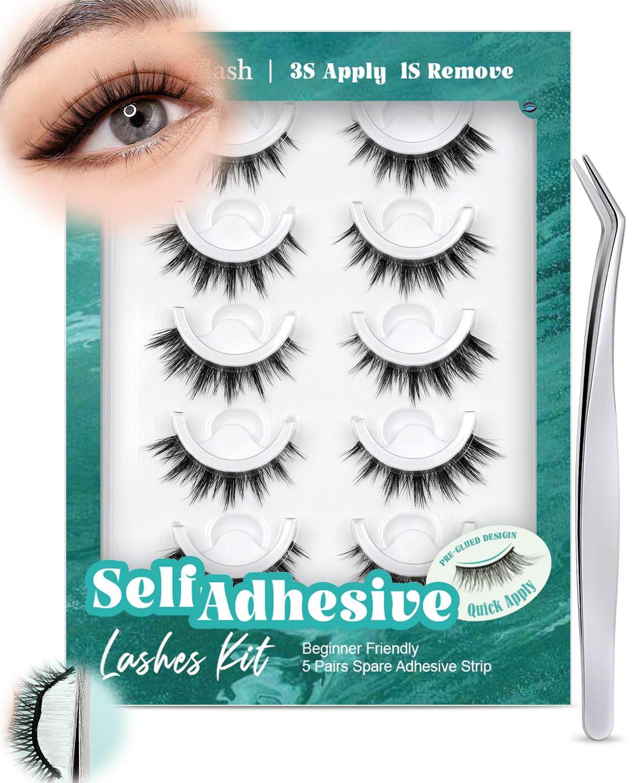 Obeyalash self-adhesive cat-eye lashes for quick glue-free daily wear.