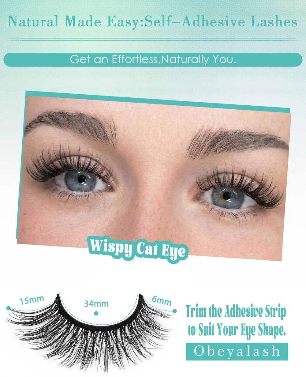 Obeyalash wispy fluffy lashes provide a defined cat eye look.