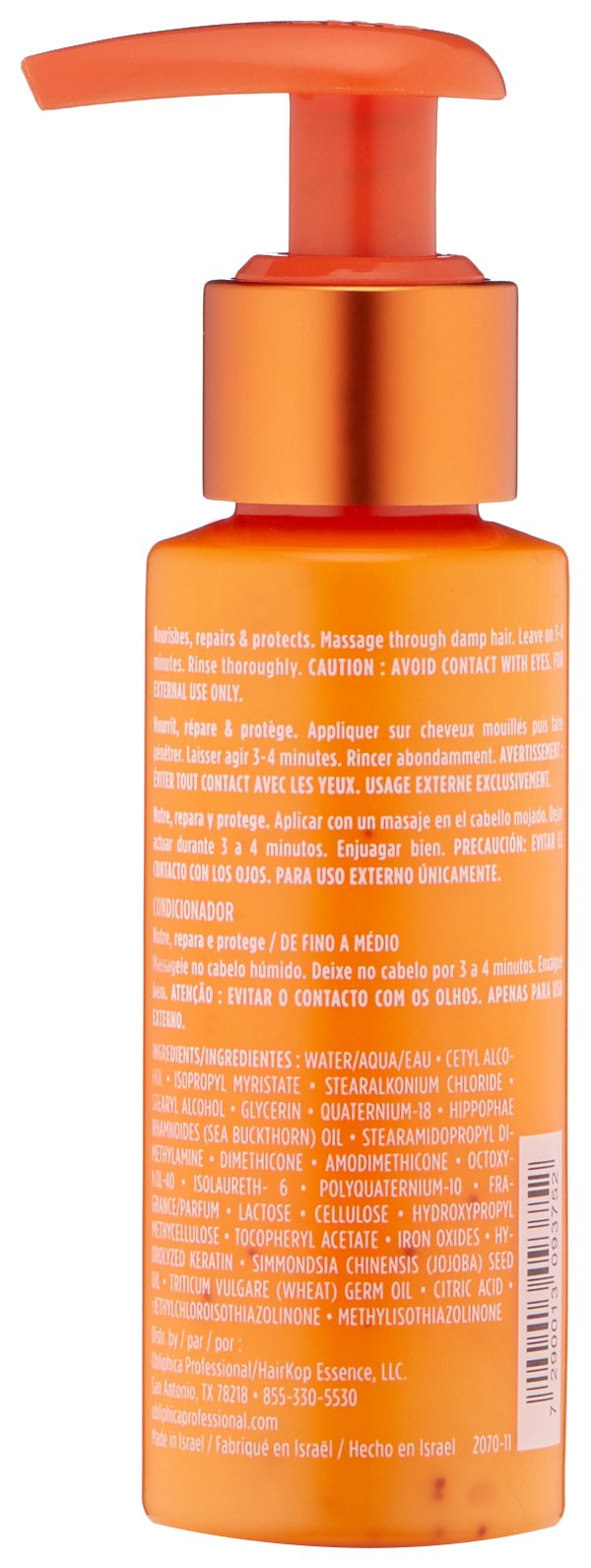 Obliphica Seaberry Conditioner hands applying, showing detangling and nourishment.