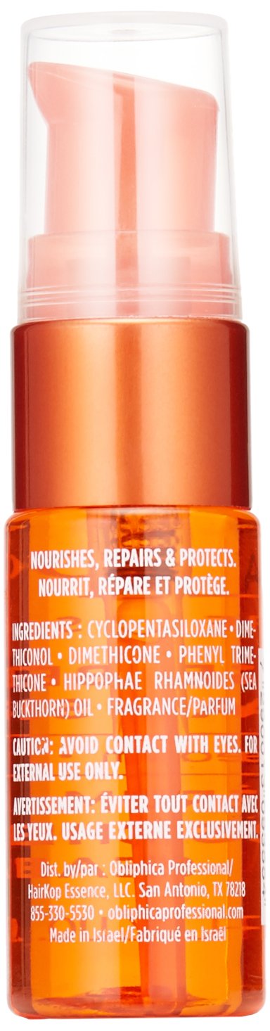 Obliphica Seaberry Leave-In Serum hair strands show shine after use