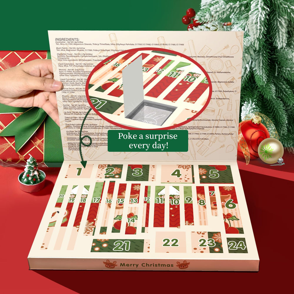 Obmyllax Advent Calendar packaging interior highlights premium beauty assortment.