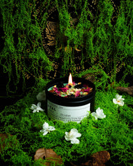 Cedarwood and lemon fragrance notes highlighted on the candle label
