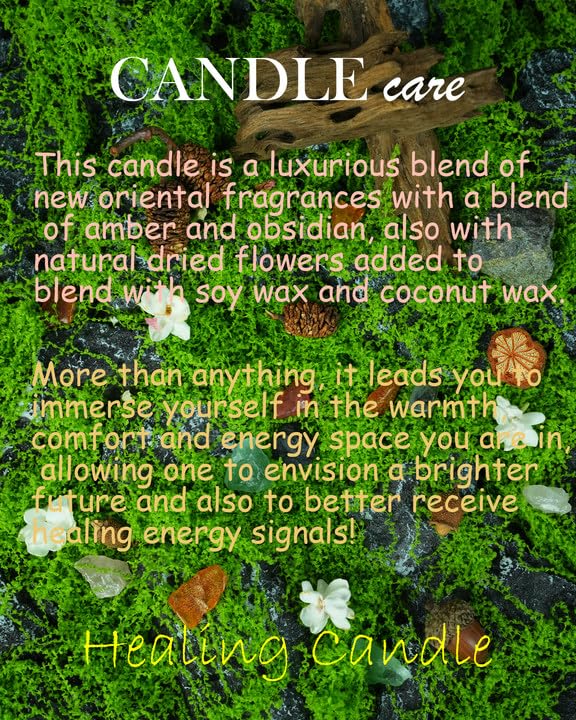 Obsidian crystal for grounding and aura protection on the candle