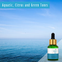 Close-up of Ocean Mist fragrance bottle label