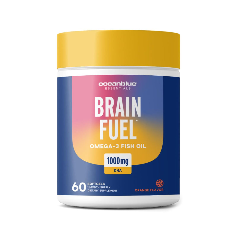 OceanBlue Brain Fuel 60-count burpless fish oil orange flavor bottle