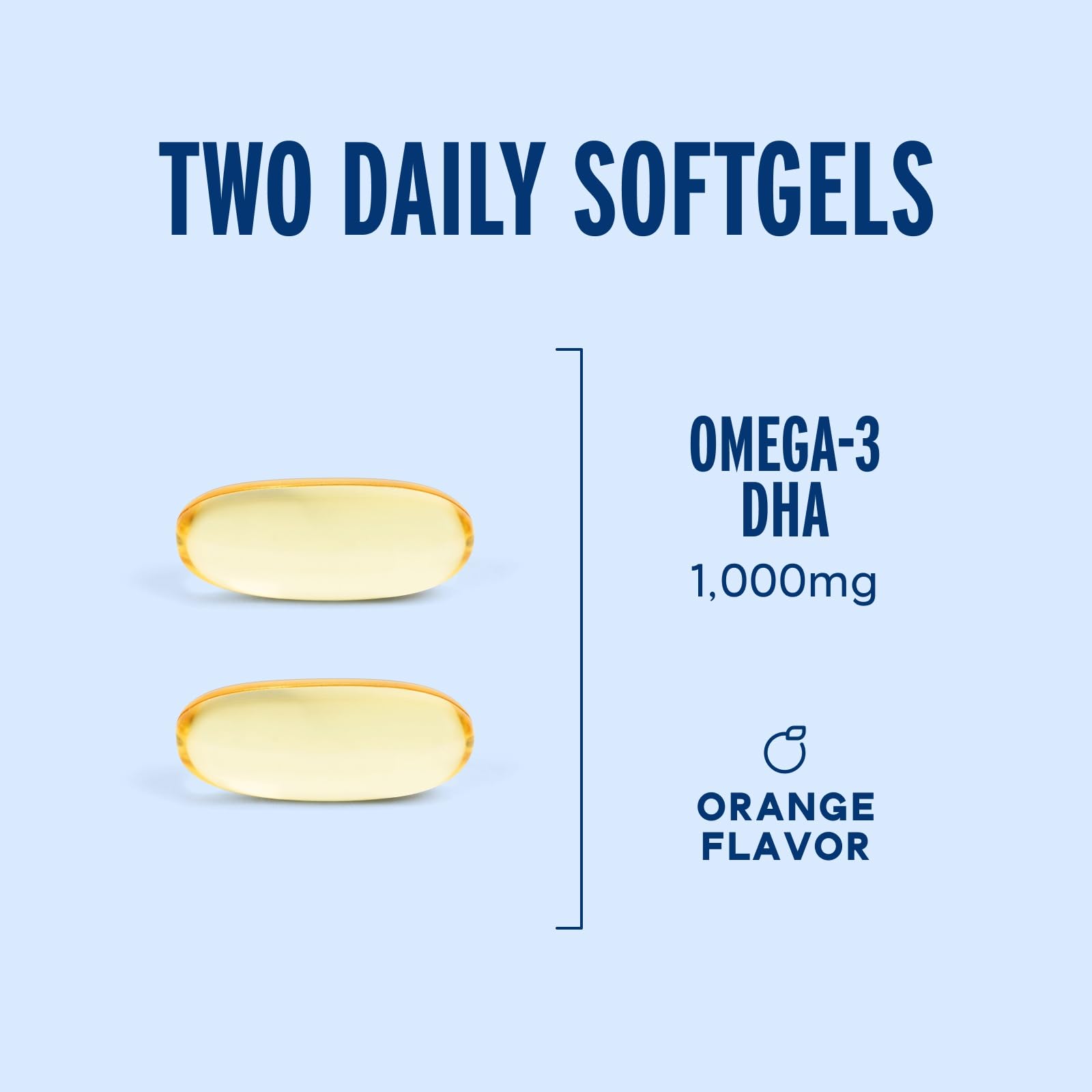 Softgels showcasing orange flavor of OceanBlue Brain Fuel