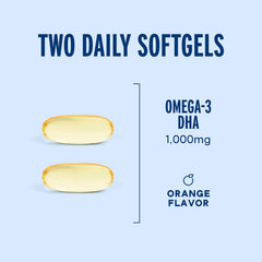 Softgels showcasing orange flavor of OceanBlue Brain Fuel