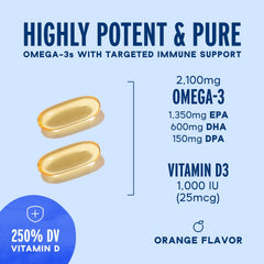 Softgel capsules of Oceanblue Omega-3 2100 – burpless formula
