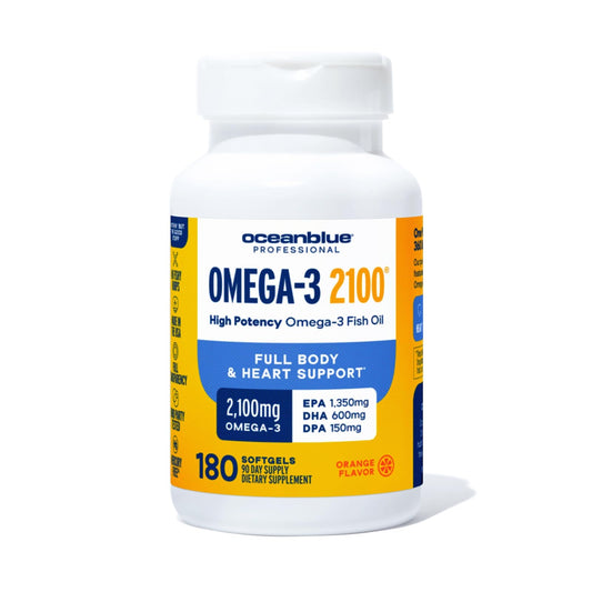 Front view of Oceanblue Omega-3 2100 bottle