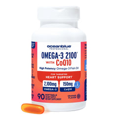 Oceanblue Omega-3 2100 with CoQ10 orange flavor bottle