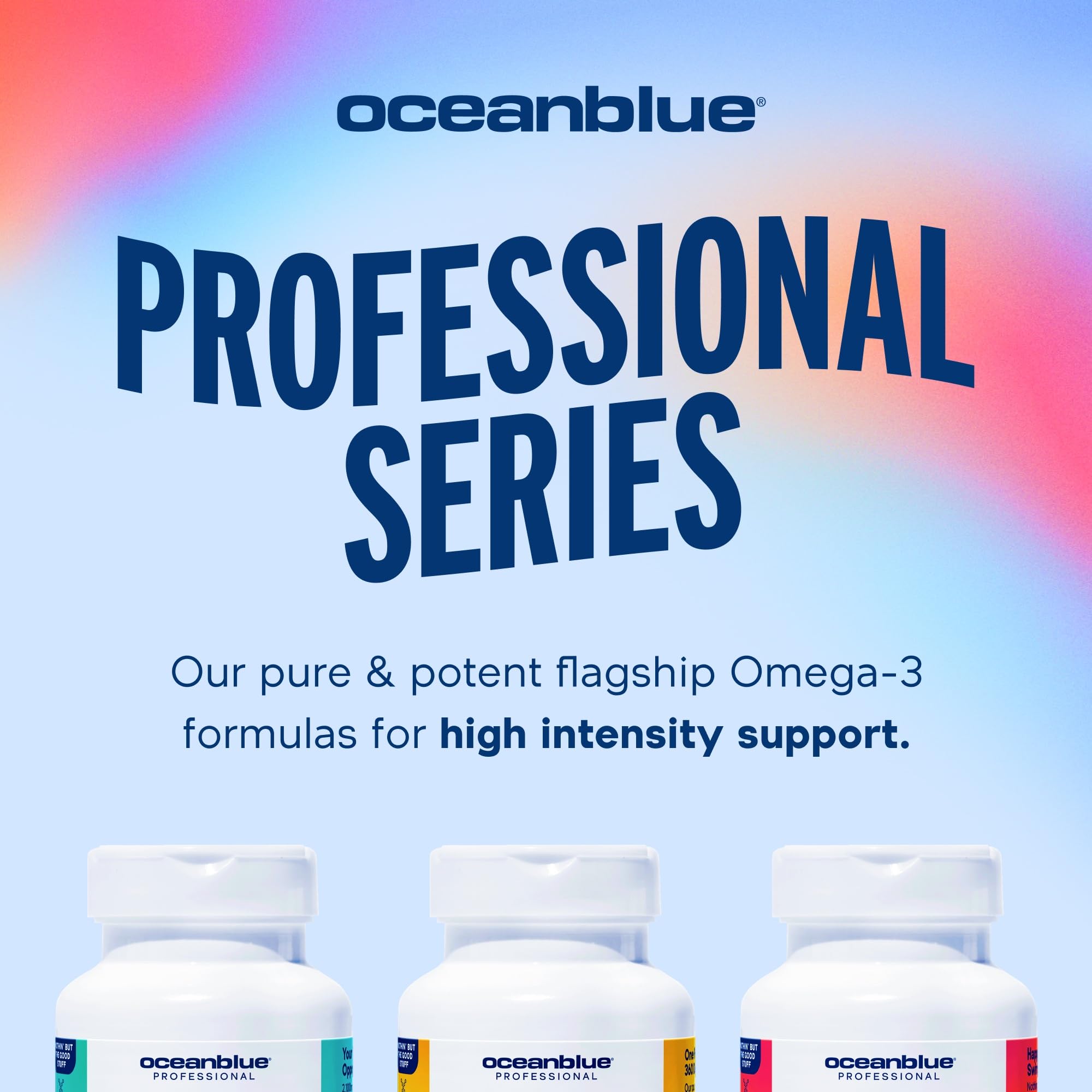 Angled shot of Oceanblue Omega-3 2100 packaging