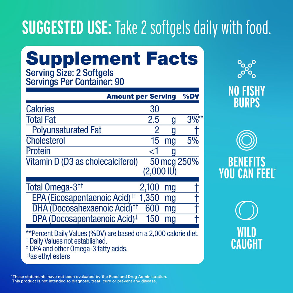 Oceanblue Omega-3 2100mg softgels highlight high potency for daily wellness