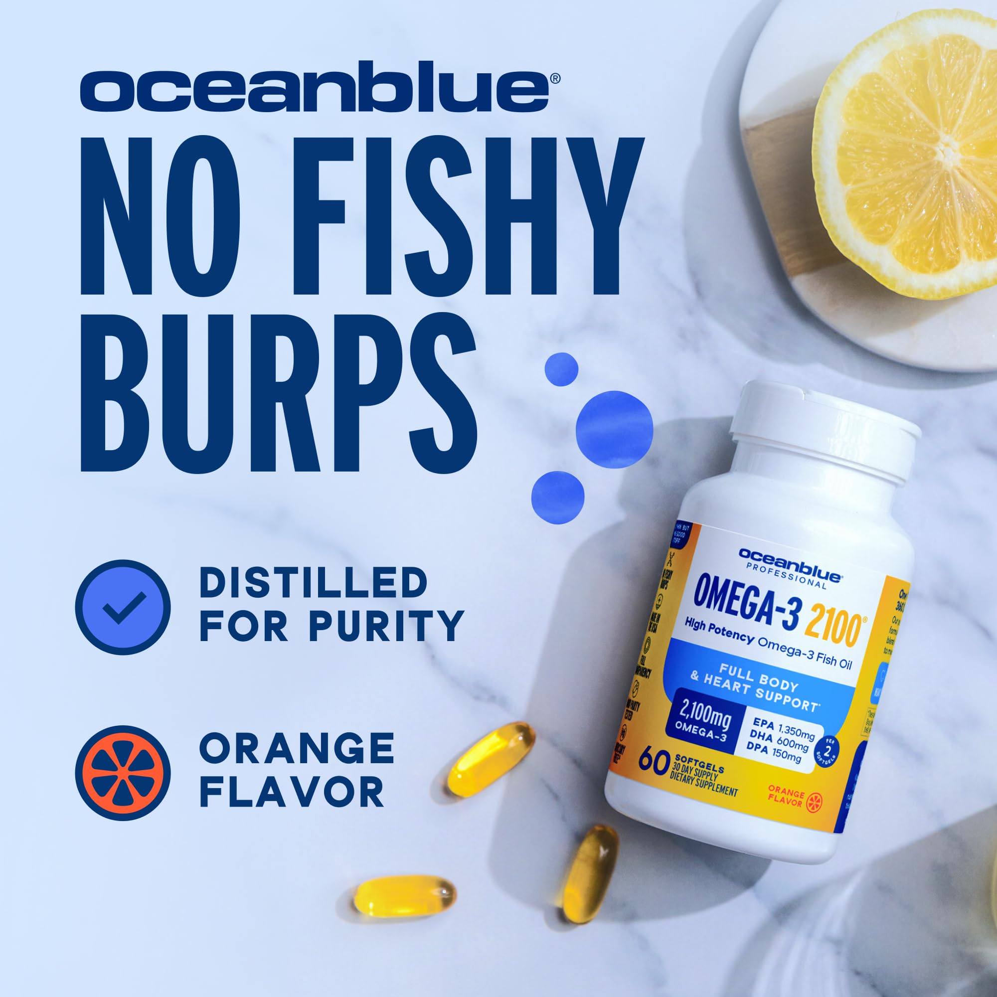 Oceanblue Omega-3 2100 wild-caught sourcing on label