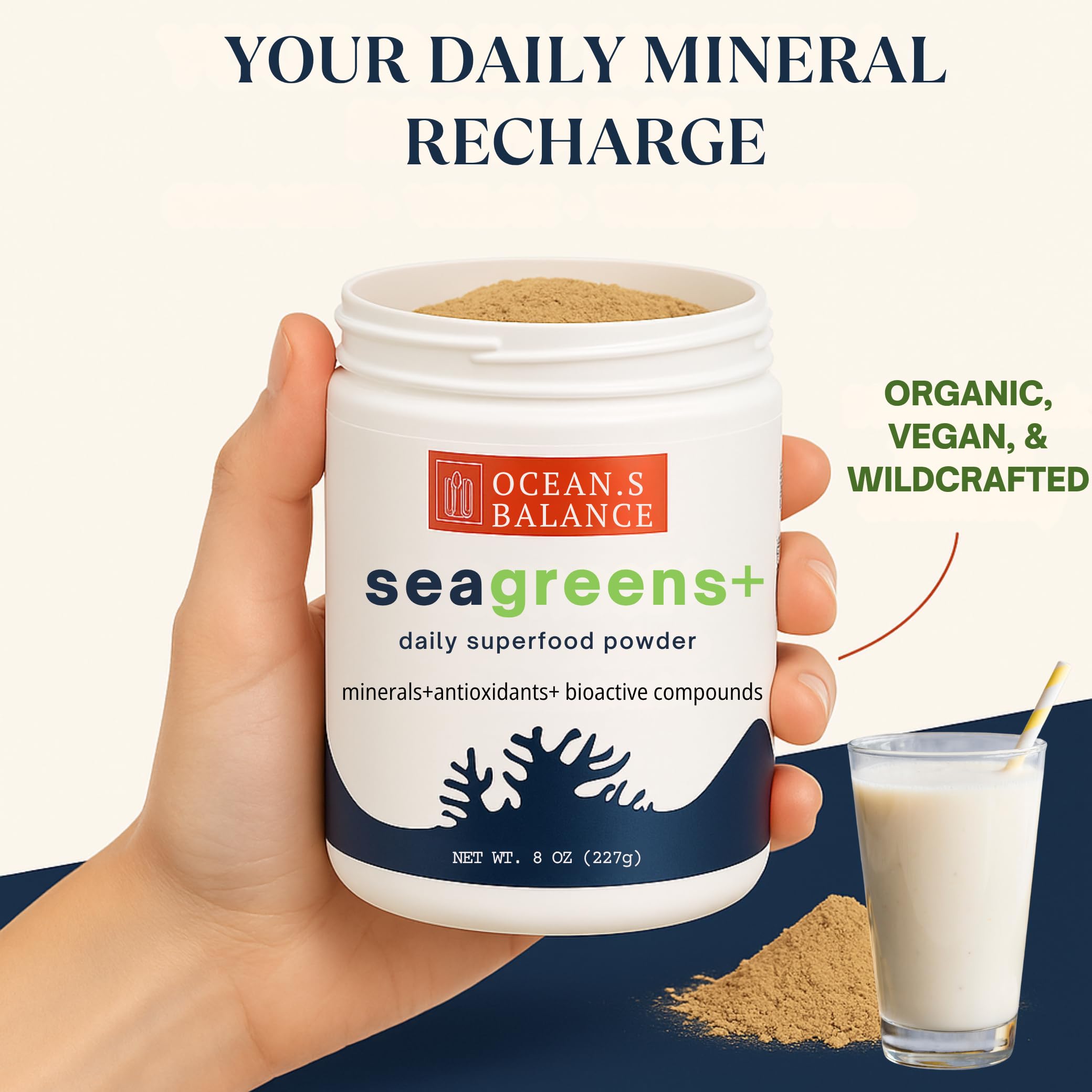 Close-up of product label highlighting organic vegan and non-GMO claims