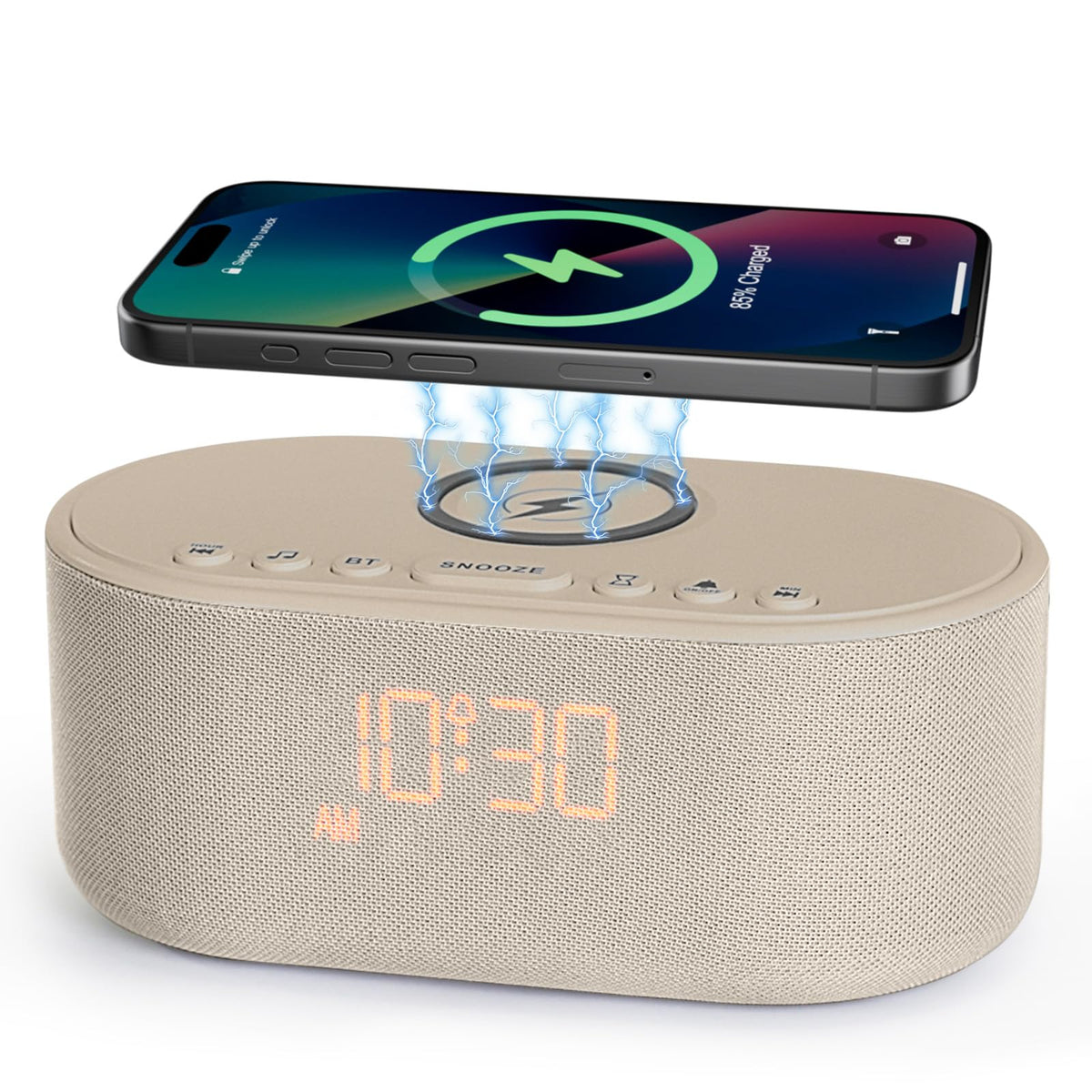 Odokee sound machine alarm clock putty with dimmable display for comfortable nighttime use