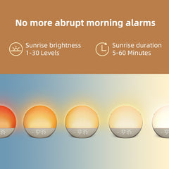 Odokee Sunrise Alarm Clock display brightness control for comfortable night reading