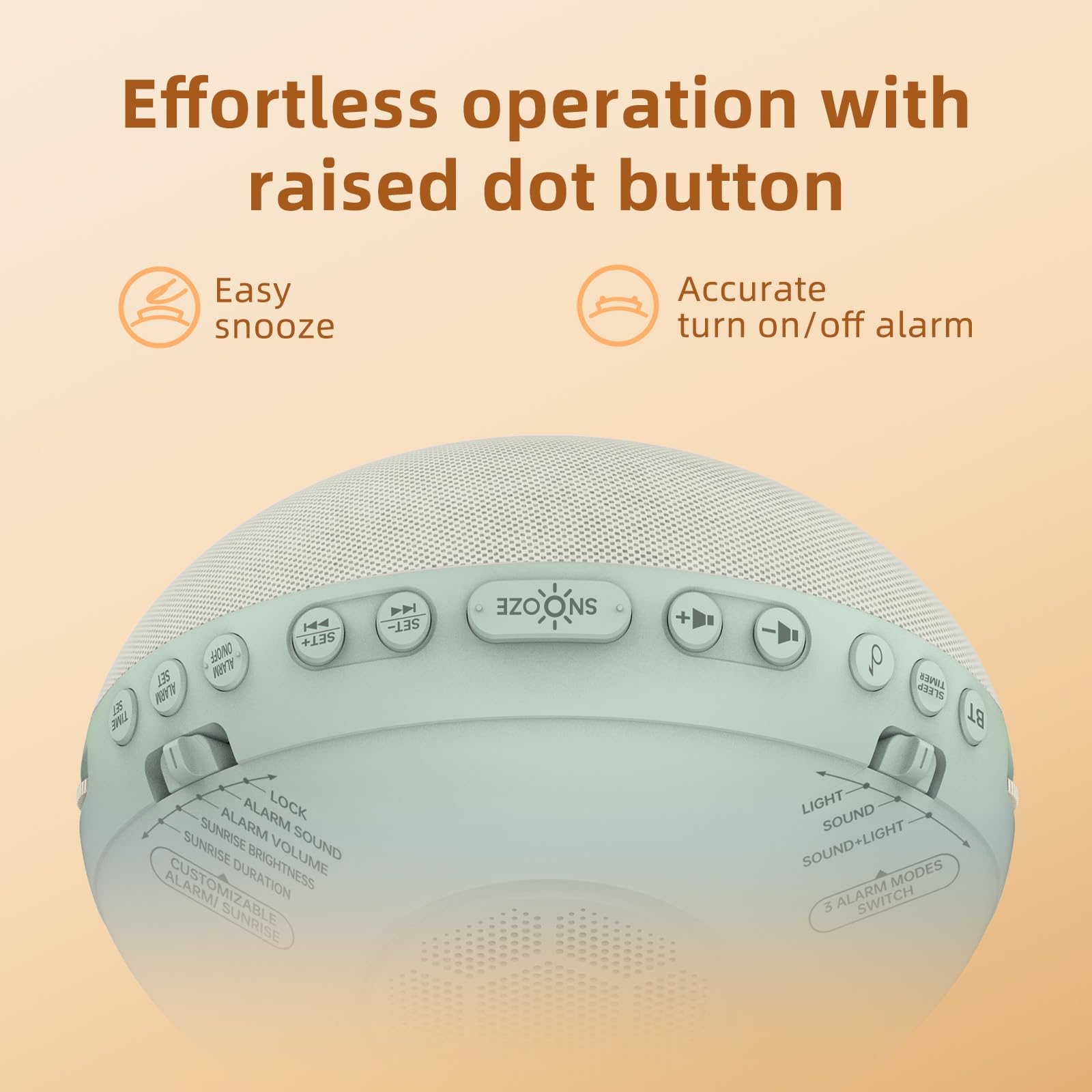 Odokee Sunrise Alarm Clock easy controls with physical buttons