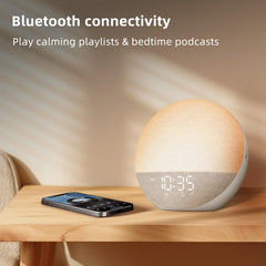 Odokee Sunrise Alarm Clock night light with 12 color options creates ambient mood.