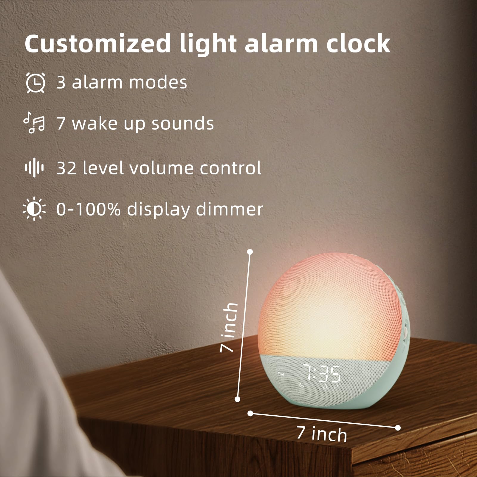 Odokee Sunrise Alarm Clock three wake modes for flexible mornings