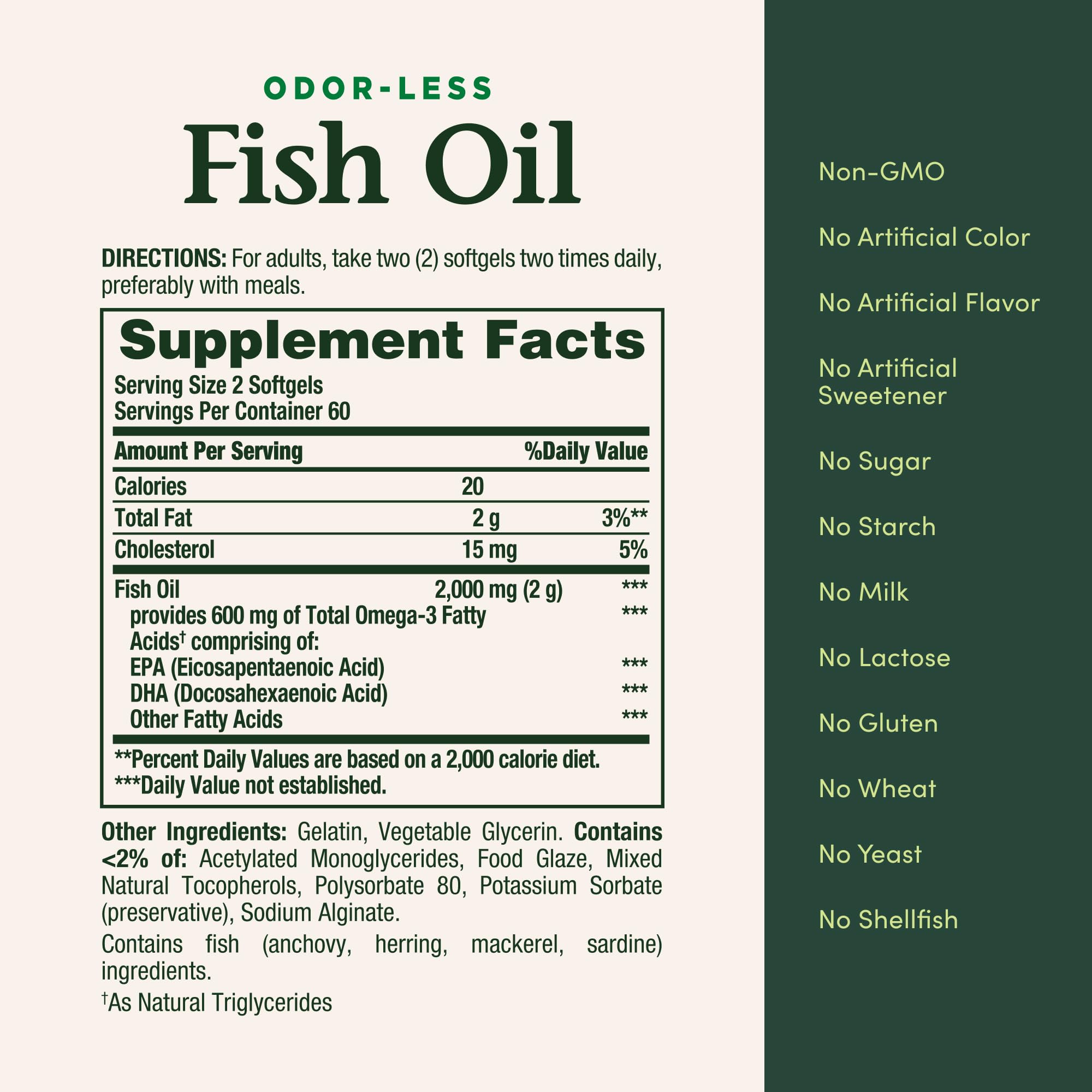 Odor-free fish oil softgels, 120-count