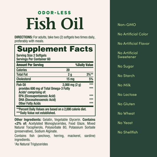 Odor-free fish oil softgels, 120-count