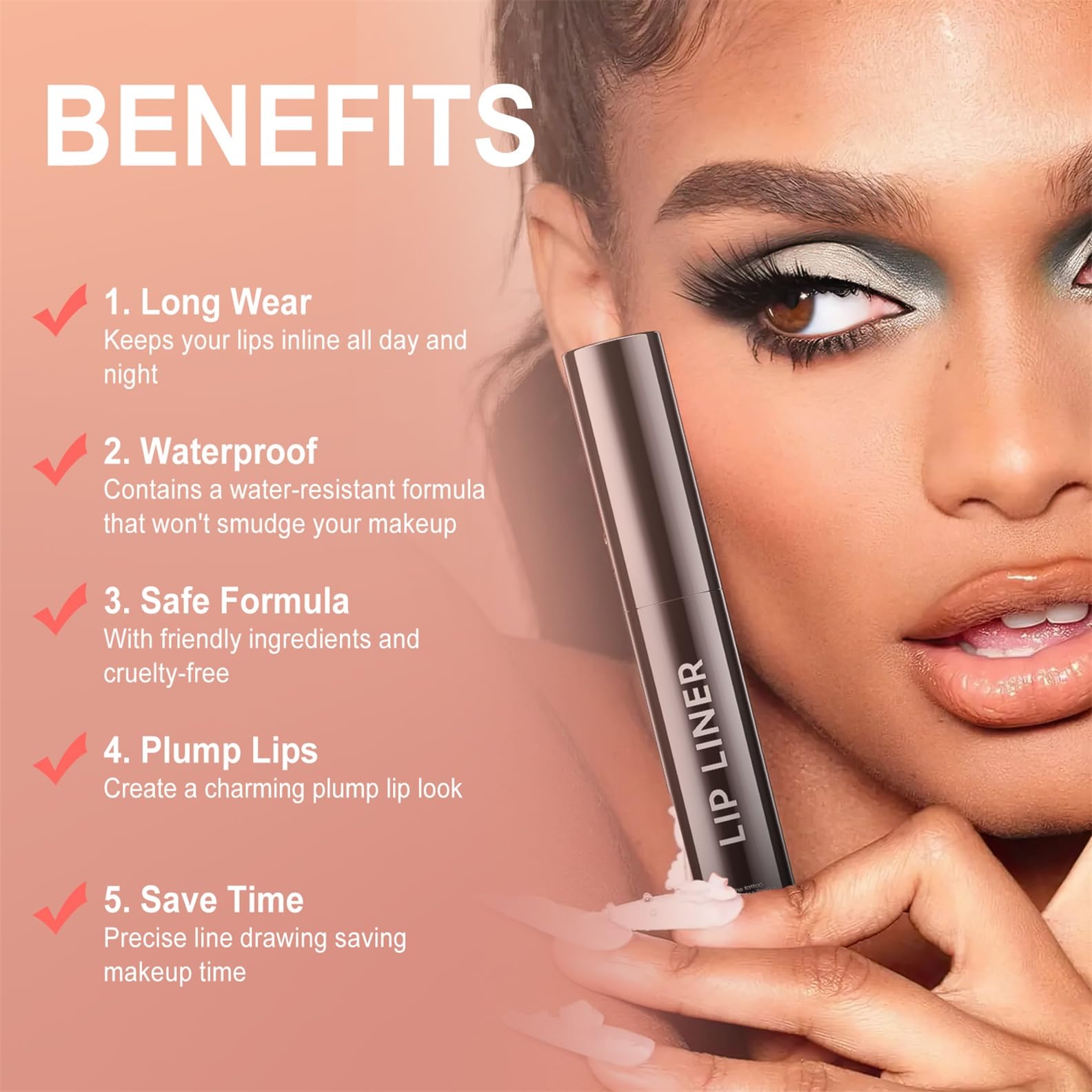 OETUIOW Lip Stain Peel Off on lips transfer-proof wear in action.