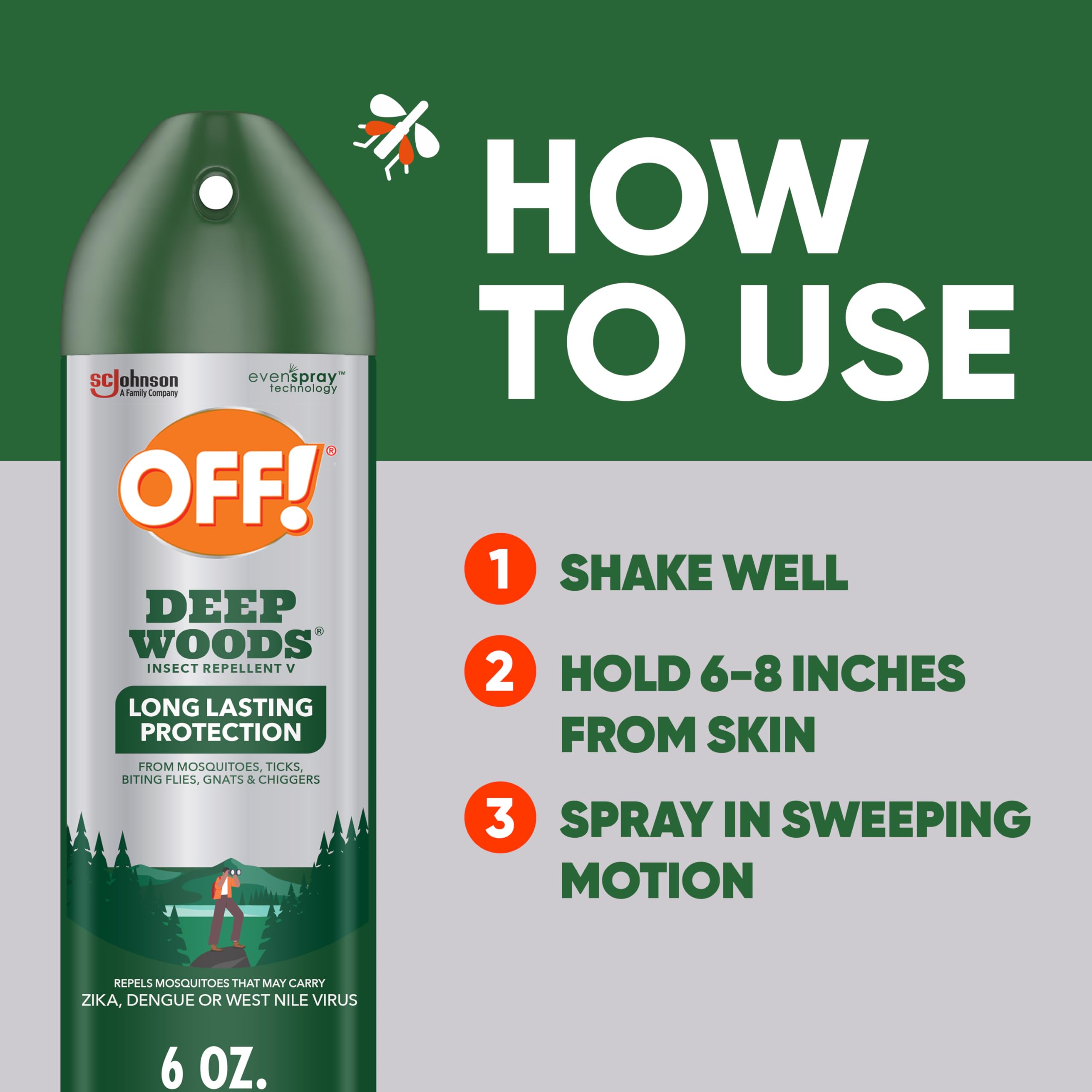 Tick protection focus with OFF! Deep Woods spray during outdoor exploration.