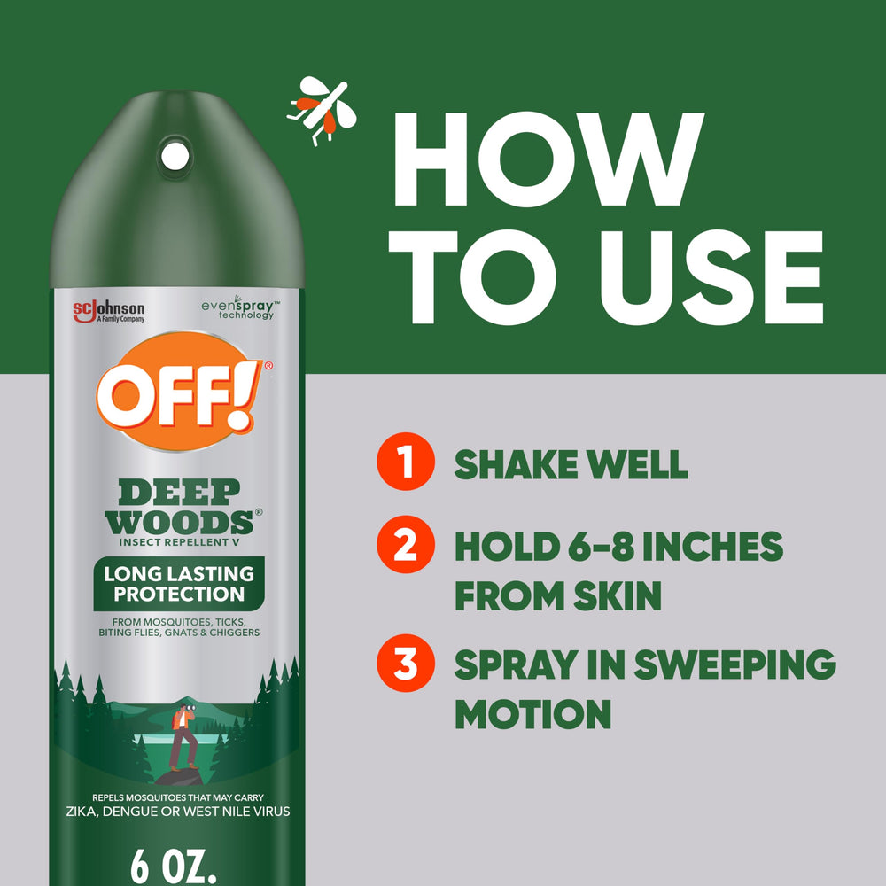 Tick protection focus with OFF! Deep Woods spray during outdoor exploration.