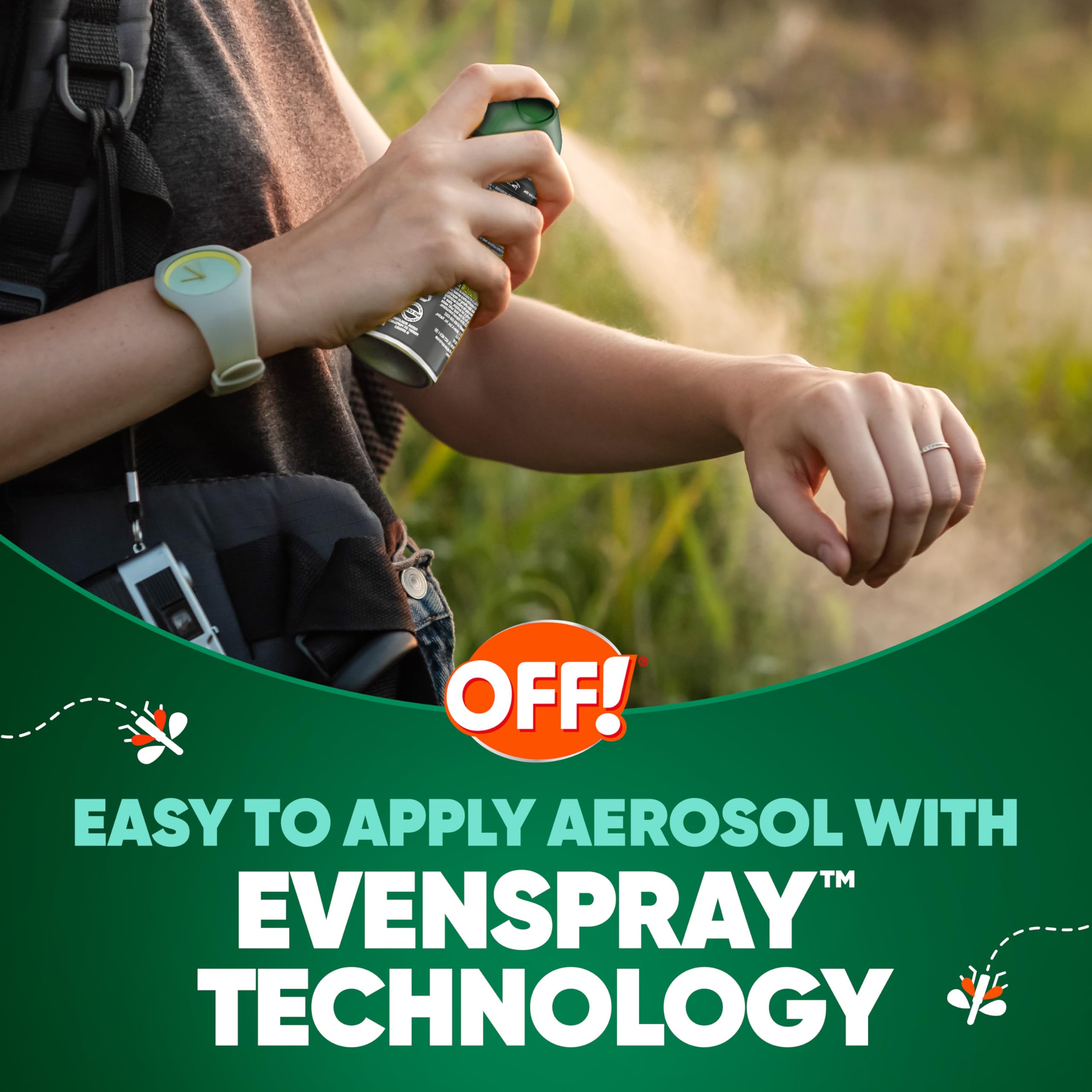 OFF! Deep Woods outdoor camping setup with spray ready for forest adventures.